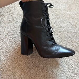 Black Lace-Up Ankle Boots
